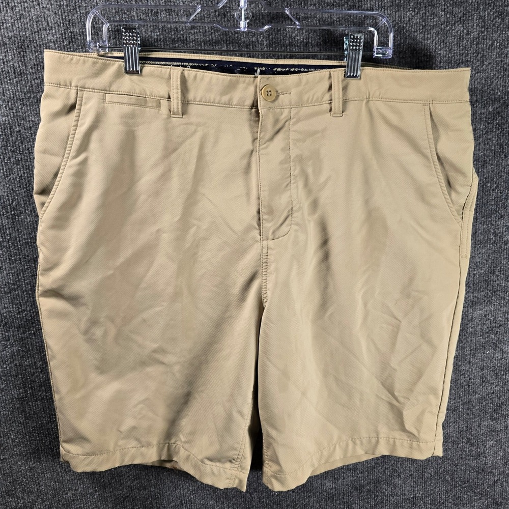 Johnnie-O Mens 38 Khaki Tan Performance Golf Shorts Stretch Flat Front Casual
